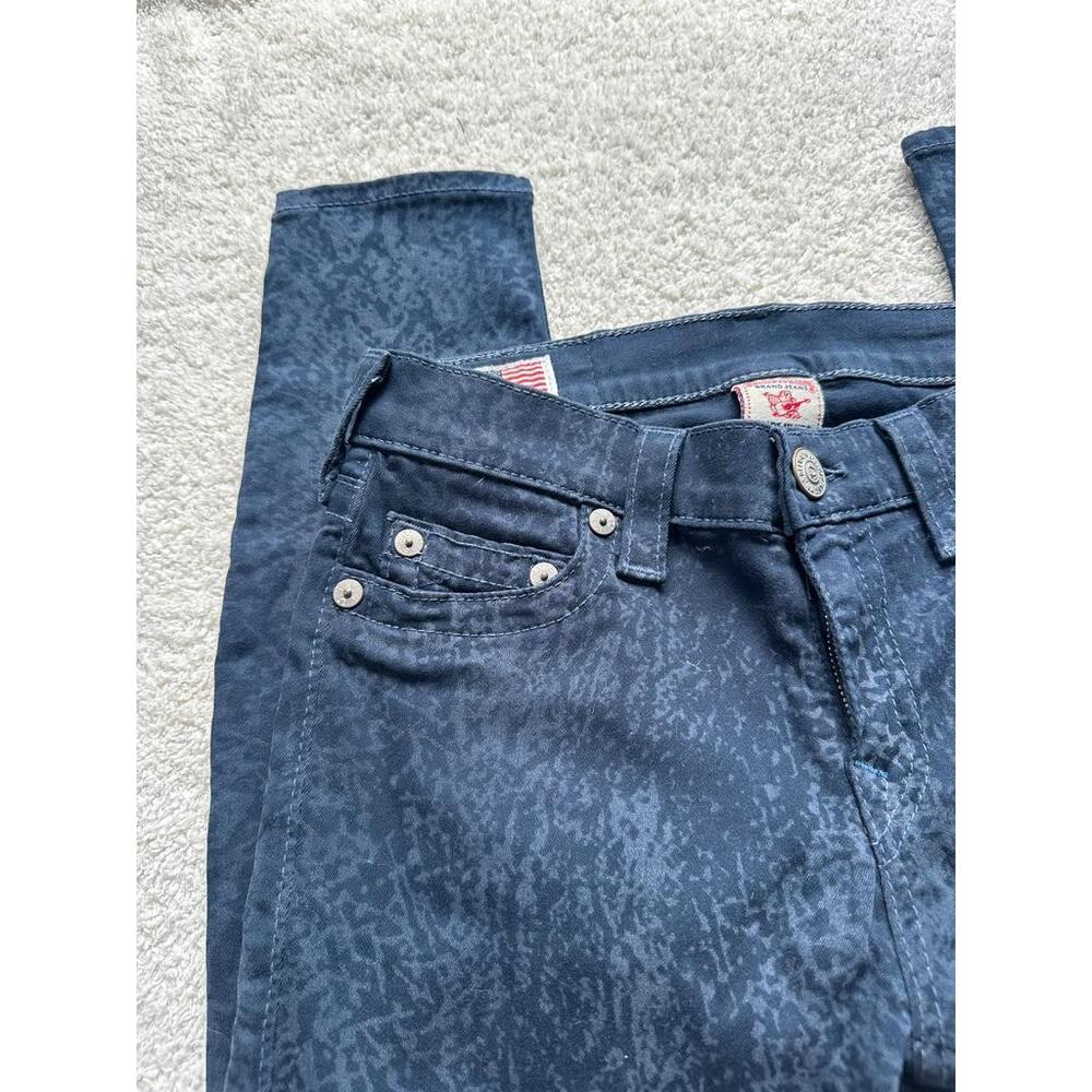 True Religion Halle Skinny Stretch Jeans Snake Print Blue Y2K - Size 27 - Picture 2 of 7